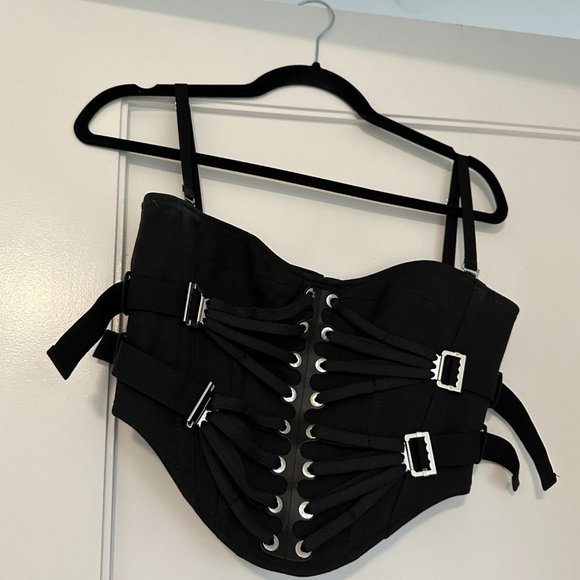 Dion Lee Lace Slider Bustier Corset Cropped Top & Skirt Set Buckle Detail Black - Picture 8 of 16